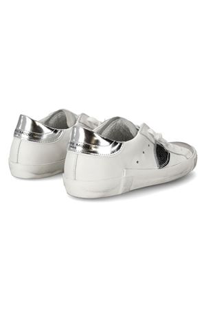 Sneakers basse Prsx in pelle bianca e argento PHILIPPE MODEL | PRLD1005.